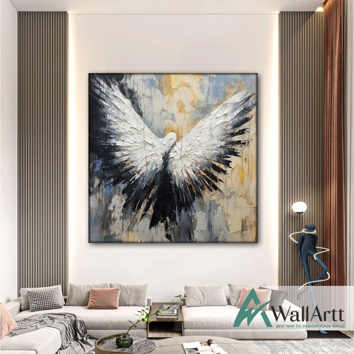 White Wings 3d Heavy Textured Partial Oil Painting